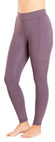 Harry Hall Classic Ladies Pull On Riding Tights with Full Silicone Seat - Two Phone Pockets - 4 Way Stretch Fabric - Deep Waistband - Soft Feel - Machine Washable