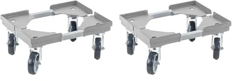 PROREGAL SparSet 2X Profi-Flex Transportroller für Euroboxen 40x30cm mit Gummiräder grau | 4 Lenkrollen | Traglast 300kg | Kistenroller Logistikroller Rollwagen Profi-Fahrgestell