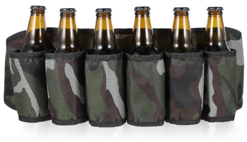 Outdoor Beer Waist Bag 6 Bottles 600d Oxford Green Belt | Large Capacity, Small Zip Pocket, Easy Carry for Parties and Beach