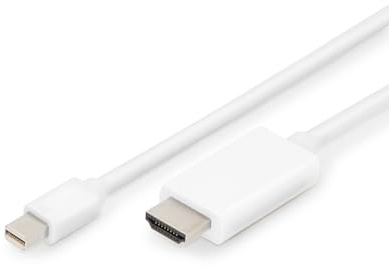 DIGITUS Mini DisplayPort till HDMI adapterkabel - UHD 4k/60Hz - HDMI 2.0 - Displayport 1.2-2m - vit