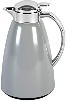 Emsa Campo F4130100 isolerad kanna | 1 l kapacitet | snabbspetsstängning | 100% läckagesäker | 12 timmar varm, 24 timmar kall | premium rostfritt stål | lätt att rengöra | pastellgrå