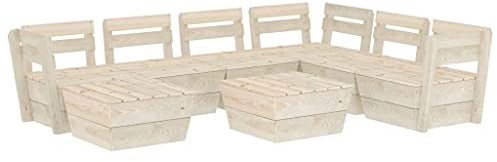 vidaXL Fichtenholz Impregniert Garten Palettensofa 8-TLG. Sofa Garnitur Lounge Sitzgruppe Gartenset Gartensofa Gartenmöbel Palettenmöbel