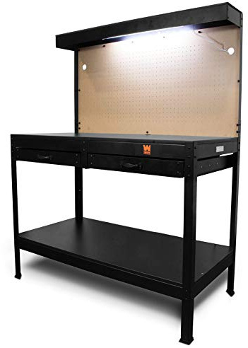 WEN WB4723T 48-Inch Workbench with Power Outlets and Light, Black