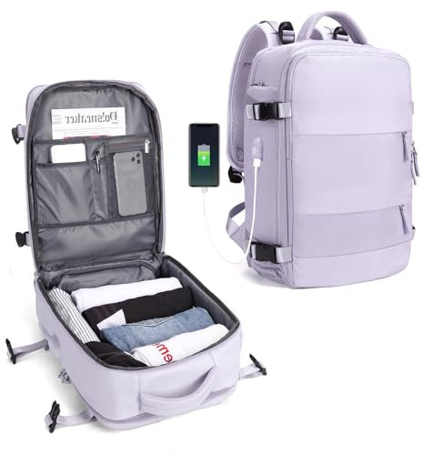 SZLX Zaino da viaggio grande da donna da escursionismo sportivo da esterno impermeabile da scuola casual laptop da 14 pollici con porta di ricarica USB scomparto per scarpe