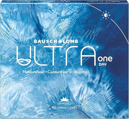 Bausch + Lomb ULTRA ONE DAY, Tageslinsen, 90 Stück, -3,50 Dpt | Bausch + Lomb, Sphärische Tageslinsen, 16 Stunden Komfort, Schutz 95% UVB & 50% UVA, BC 8.60 mm, DIA 14.2 mm