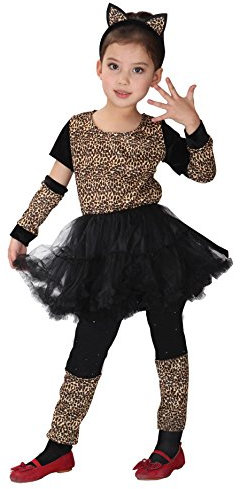 Kiniris Kostüm Katze Mädchen Karneval Kostüm Leopard Cosplay Kleid Tier Kinder Mädchen Halloween Allerheiligen Abend (Leopard, 7-9 Jahre)