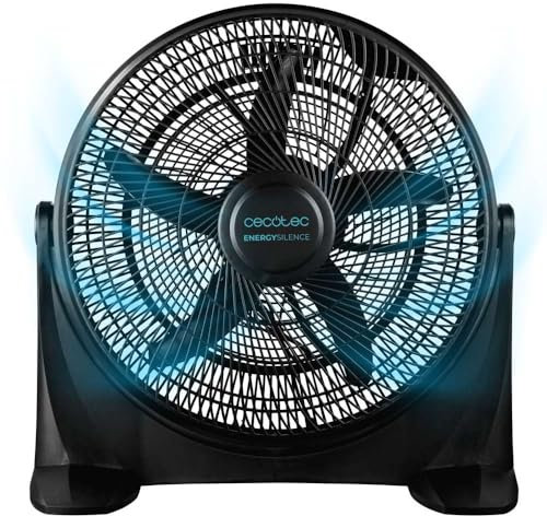 Cecotec - Ventilatore da pavimento industriale, EnergySilence 2000 FloorFlow. 90W, Diametro 20 Pollici, 3 Velocità, 5 Pale Aerodinamiche, Facilità d'Uso e Massima Sicurezza