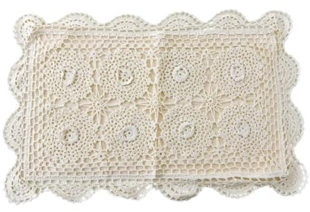 misppro 100% Cotton Creative Linens Pillowcase Crochet Embroidery 3D Lace Floral Pattern Fancy Yarn No Filling Rural Style for Couch Sofa Bed 13 x 22
