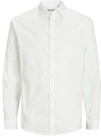 Jack & Jones Jeans da Uomo Jjepaulos LS SN Shirt, Bianco (Whisper White), L