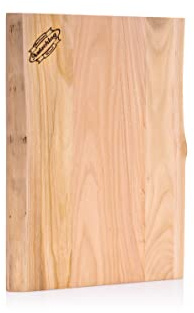 Axtschlag Arbeits- & Schneidebrett, edles Kirschholz, mit Baumkante, 400x350x25 mm, großes Küchenbrett, massives Holz, pflegeleicht, beidseitig verwendbar