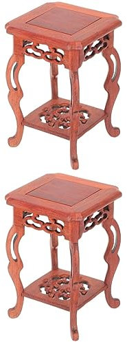 Happyyami 2stücke Holzständer Für Blumenpotte Antiker Pflanzenständer Aus Hochwertigem Hainbuche Mit Stilvollem Design Für Innen Und Außendekoration Praktische Basis Für Blumentöpfe