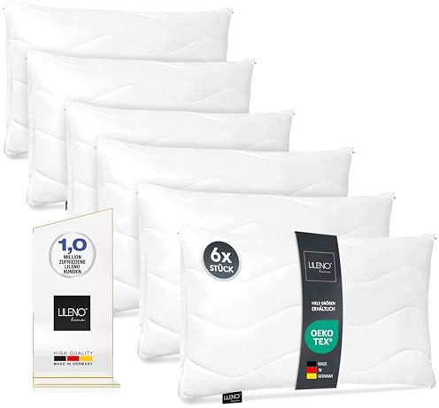 LILENO HOME Kissen 40x70 (6er Set) – 95 °C waschbar, Oeko-Tex & Made in DE – Allergiker Kopfkissen 40x70 anpassbar für himmlischen Schlaf – Haut schmeichelndes & geruchsfreies Pillow