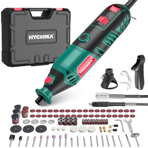 HYCHIKA 170W utensile rotante, kit di utensili rotanti a velocità variabile con albero flessibile, kit di accessori da 173 pezzi e multiutensile da 8000-35000 giri al minuto