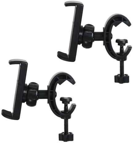 ThtRht 2 Pack Mic Stand Phone Holder Mount Photography Light Stand Smartphone Holder Clamp Phone Clip for Microphone Stand Tripod Boom Arm Floor Mic Stand Selfie Stick Ring Light Camera Tripod