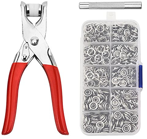 Druckknöpfe mit Zange, Metall Druckknopf Set mit Feste Knöpfe Werkzeug,100 Sets Ösen Druckknöpfe Kit, Button Zinke Schnalle zum Annähen Werkzeug Snaps für DIY Basteln Kinderbekleidung,9.5 mm