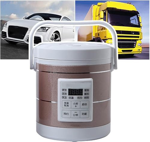MISKYN Mini Olla Arrocera De 12V Y 24V, Calentador De Comida De 1,2 L, Fiambrera Con Calefacción Eléctrica, Máquina Para Cocinar Gachas De Sopa Y Camión Para Coche, Vaporizador De Alimentos
