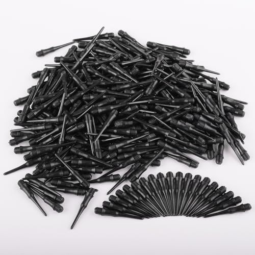 Deetenks Punte morbide per Freccette, Confezione da 300 Pezzi, Filettatura 2BA, in plastica, Punte morbide, Punte di Ricambio per Bersaglio - Nero