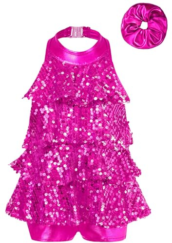 TiaoBug Maillot Lentejuelas De Baile para Niña Vestidos De Baile De Salón Leotardo Gimnasia Rítmica Traje De Danza Latino De Jazz Danza Moderno
