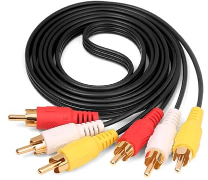 Câble d'extension composite 3 RCA vers 3 RCA 1,5 m - Jaune rouge et blanc - Convient pour téléviseurs, magnétoscopes et lecteurs DVD