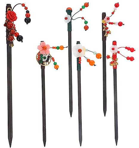 FRCOLOR 18stücke Haarstäbe Mit Blumen- Und Quasten Vintage Haarnadeln Für Elegante Hochsteckfrisuren Langlebige Und Rutschfeste Haarstyling-tools Für Frauen