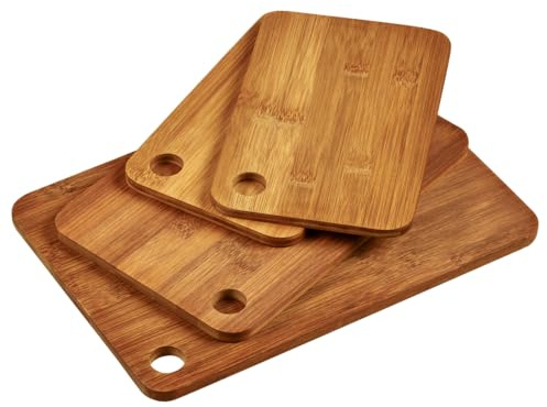 KESPER | Schneidebretter 4tlg. Set, Material: Bambus, Maße: Groß: 33 x 23 x 1 cm, Mittel: 28 x 18,5 x 1 cm, 2 x Klein: 23 x 15 x 1 cm, Farbe: Braun, Natur | 59127