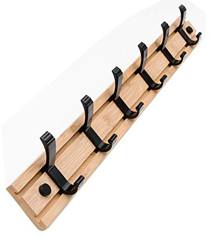 LiChA Towel Rack Heavy Duty Coat Hook Removable Hook for Wall Mounted Bamboo Texture Hanger Rack Holder for Clothes,Hats,Robes,Towels,7 Hooks Bathroom Hardware/6 Hooks 60Cm