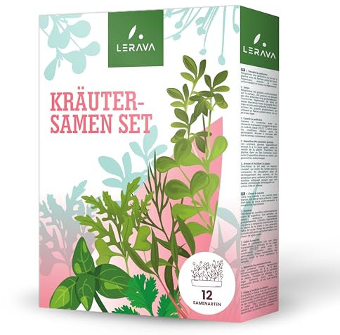 LERAVA Kräutersamen Set – 12 Sorten: Basilikum Samen, Petersilie Samen, Koriander, Oregano & mehr – Saatgut für frische Kräuter im Garten oder Topf, Premium Samen für Küche & Balkon - Samen set, seeds