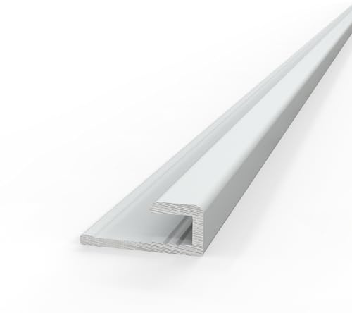 AUPROTEC Aluminium Profil Abschlussprofil Weiß 200cm Endprofil Alu Rückwand Verbindungsprofil für 3mm Duschrückwände Wandverkleidung Profilleisten für Küchenrückwand