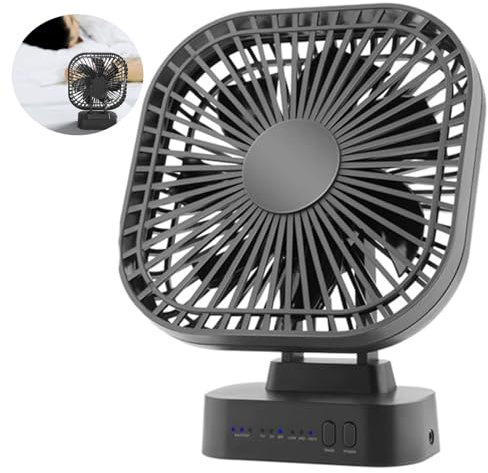 Ventilador de escritorio ajustable, ventilador de mesa, ventilador recargable portátil, mini ventilador USB recargable de escritorio con temporizador, ventilador silencioso portátil plegable black