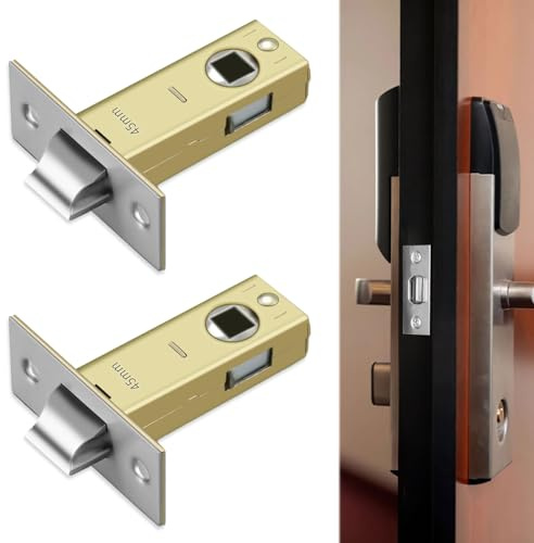 Internal Door Latch,2 Set of Door Catches for Internal Door,45mm Tubular Internal Door Catches with Polished Chrome Door Latch Designed for Internal Door Compatible with a Variety of Door Lock Handles