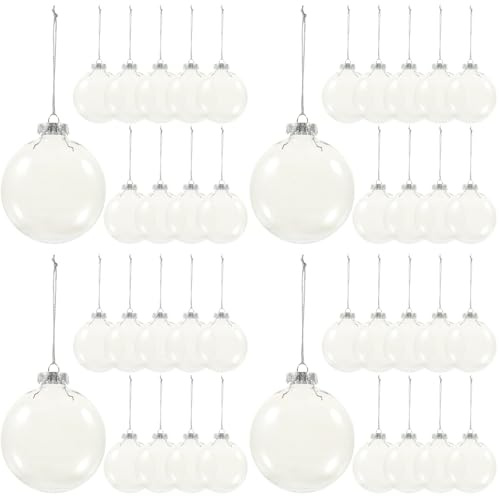 40 STK Flache Weihnachtskugeln Christbaumkugel Ornament DIY Weihnachtskugel weihnachtskugeln durchsichtig weihnachtsbasteln Süßigkeitenschachteln für die Hochzeit befüllbare Kugeln TOPBATHY