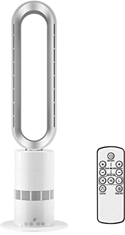 Air Filter Ceramic Fan Heater, Remote Control, 90° Oscillating Bladeless Fan, 33.5 inch Electric Heater, Hot and Cold, Air Circulator Fan.