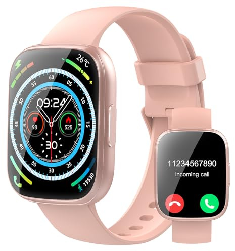 Puqo Smart Watch for Men Women Answer/Make Calls, 1.95 Fitness Watch with Hear Rate/Sleep Monitor, Fitness Tracker 110+ Sports Activity Trackers IP68 Waterproof Smartwatch for iOS Android, Pink