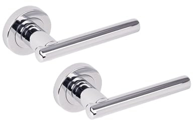Hunta HANDLEZONE® Solus Lever On Round Rose Door Handles, Internal Passage Latch Handles, 1 Set - Polished Chrome
