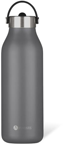 LES ARTISTES Paris A-2398 Bottle'Up 2.0, 1,5 litre, Gourde isotherme sans BPA, Réutilisable, Garde au chaud 12h et au froid 24h, Poignée, Acier Inoxydable, Design Grey