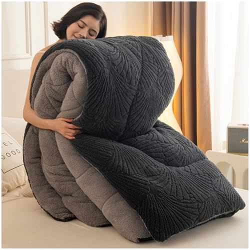 BDMFJY Edredón Invierno Borreguillo Nórdico para Cama 135/150, Invierno Colcha Gruesa Manta Sherpa, Edredón Borreguito Extra Suave, Cálido, Gruesa,Grey b,150x200cm/2kg