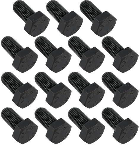SG Store Lot de 15 boulons hexagonaux fins M10 x 1,25 en alliage d'acier 10,9 pour fabrication de jouets, applications industrielles, construction, 20 mm, noir