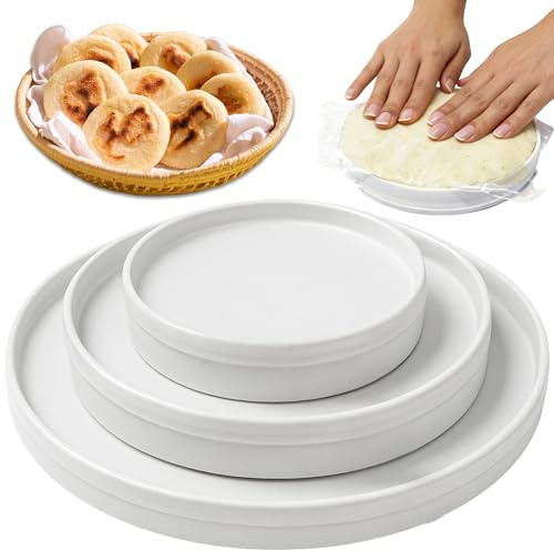 Molde para arepas – 3 tamaños (5.9 pulgadas, 4.3 pulgadas, 3.1 pulgadas) y doble grosor para Arepas colombianas perfectas, gorditas y más – Herramienta de cocina duradera, apta para alimentos, fácil
