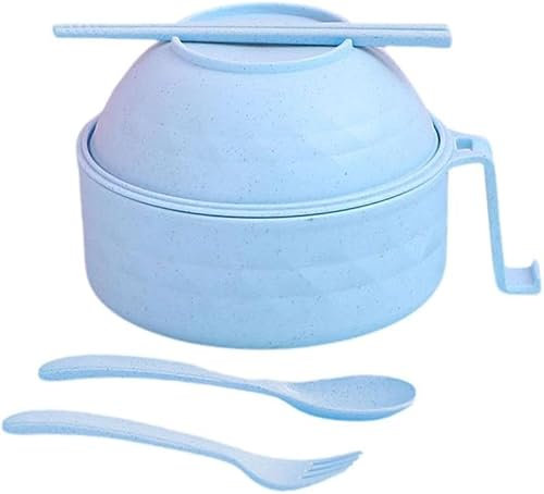 Ramen bowl set, Instant Noodles bowl, Microwave ramen bowls with Chopsticks, Spoon, Fork, Phone Holder Bpafree Serving Bowl, Mixing Salad Pasta ramen gift set, for College Dorm Home Office (blue)