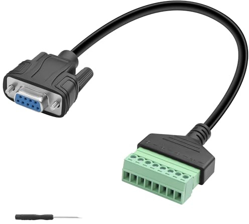 JSADZKJ RS232 DB9 a 8Pin Terminal Cable de Extensión,9 pines VGA Hembra a 8 pines sin soldadura Terminal de tornillo Cable DB9 a 8Pin enchufable sin soldadura Terminal Cable-0.5ft/15CM (DB9 Hembra)