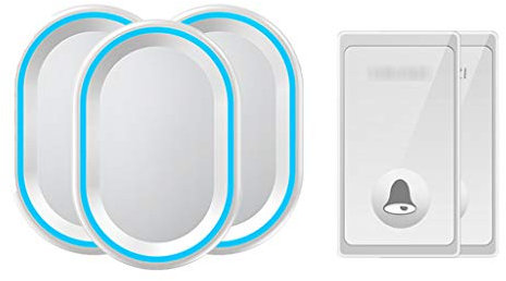 MOKLYF Self-Generating Wireless Doorbell, Cordless Plug in Door Bells with 3 Receivers & 2 Push Button 58 Melodies Waterproof Electric Door Bell 4 Volume Levels 200M Range,White(