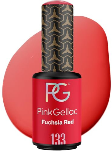 Pink Gellac Gel Nagellack UV - 133 Fuchsia Red 8 ml - Gelnagellack für UV Lampe - Rot - Einfache Anwendung Nail Polish für 14 Tage Salonqualität - Veganer Gellack Made in Holland