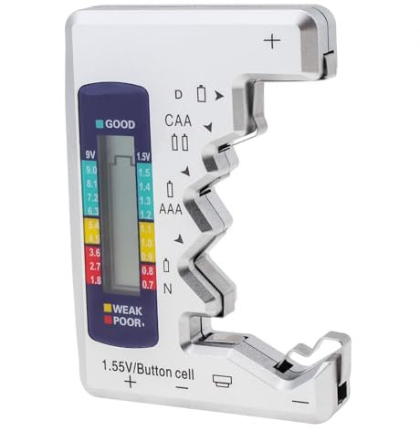 Smgda Battery Tester Checker, Universal Digital Battery Capacity Level Tester for C D N AA AAA 9V 1.5V Button Cell Small Mini Batteries with LCD Display without Charge