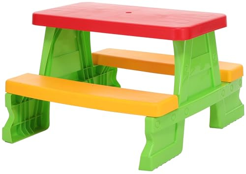 Dohany Kinder Sitzgruppe Picknick | Outdoor & Indoor Sitzgarnitur | Grün | Wetterfeste Kindersitzgruppe aus Kunststoff für Garten & Haus. Stabile Tisch und Bank Kombination für Kinder ab 2 Jahren.