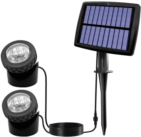 Tdkjfoutr - Proyectores solares de estanque, luces sub solares LED con iluminación de proyector de paisaje sub impermeable doble cabeza B