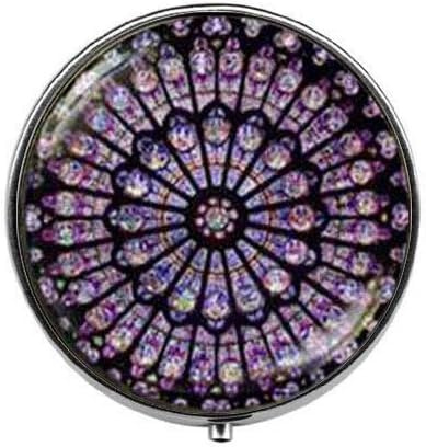 Vitrail Notre Dame de Paris - Boîte à Pilules Notre Dame - Charme Pilulier - Boîte à Bonbons en Verre