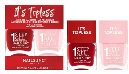 Nails Inc It's Topless Gel-Like Nail Polish Duo, 4-in-1 Base Coat, Treatment, Colour & Top Coat, Long Lasting, Strong, Chip Free Nails, Glossy Salon Quality Manicure, Air Dry Nail Polish, 2 Piece Set