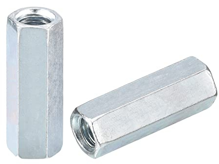 sourcing map 4pcs M10x17x40mm Coupling Nuts - Galvanized Carbon Steel Hex Threaded Rod Coupler for Furniture, Electronic, Industrial