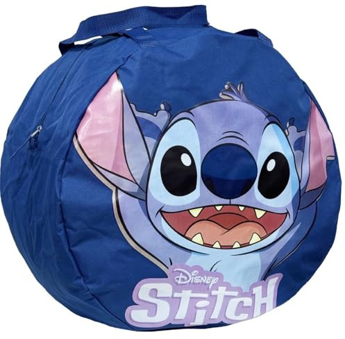 CARTOON Bolsa para juguetes 50 x 32 cm bolsa de playa grande redonda con asas y cierre cremallera shopper bolso de hombro, Stitch, Borsa