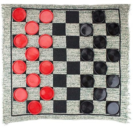 Jeu de dames géants 3 en 1 vintage avec tapis réversible pour intérieur et extérieur